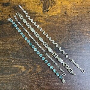 Rhinestone Tennis Bracelet Bundle in Silver Tone Classic Dainty Styles